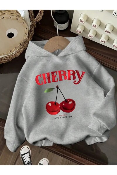 oneagılyazı Суитшърт с качулка - графичен принт с череши