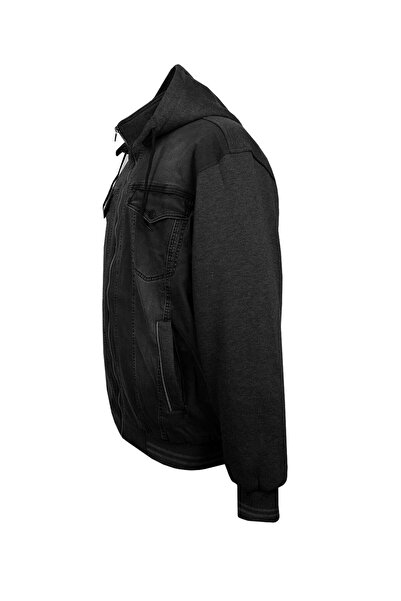 tambattal Plus Size Patchwork 3 Thread Hooded Denim Coat (Loose Comfortable Fit)