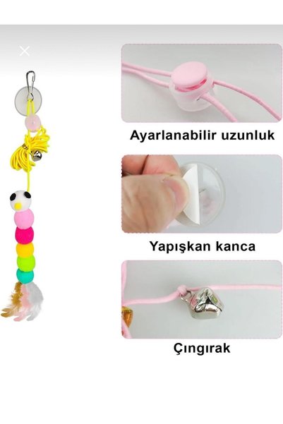 A.C.E.K PLASTİK Cat Fishing Rod Sticky Suction Cup Cat Toy
