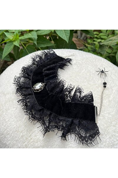 Tasarım ROSEMOON Cadılar Bayramı Siyah Gotik Gerdanlık - Boyun Aksesuarı