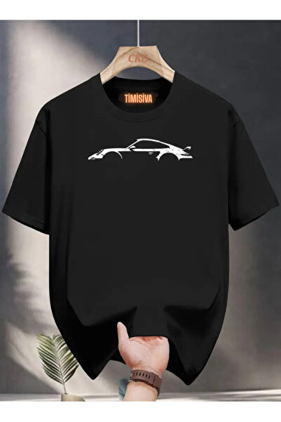 TİMİSİVA تي شيرت أسود بأكمام قصيرة وياقة دائرية مطبوع عليه ARABA للجنسين