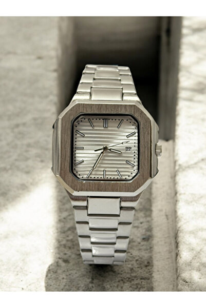 MAC CENTER Square Model Equivalent Steel Men's Wristwatch-Men's Watch-Gift-Men's Watch with Calendar