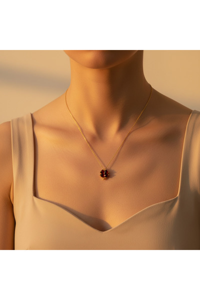 Medusa Gift 925 Ayar Gümüş Zincirli 14 Ayar Altın Kaplama Doğum Taşlı Yonca K...