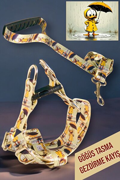 Angelapets ŞEMSİYELİ DUCK KEDİ KÖPEK GÖĞÜS TASMASI VE GEZDİRME KAYIŞI SET