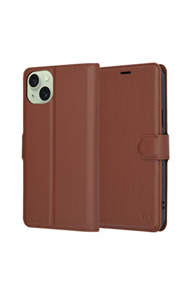 Techsuit Θήκη για Apple iPhone 15 Plus, Techsuit, Δερμάτινη Θήκη Folio, Καφέ