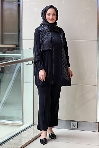 Nuss Jacquard Patterned Cap Pants Set