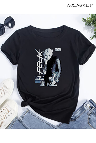 barsdepo Μπλουζάκι Stray Kids με τύπωμα , oversized Unisex Μαύρο μπλουζάκι γι...