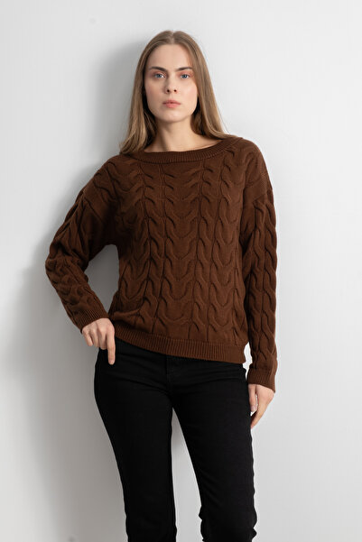 Shophia Pulover tricotat pentru femei – maro