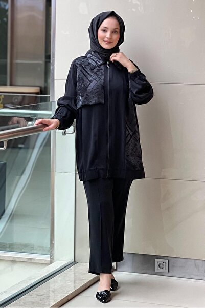 Nuss Jacquard Patterned Cap Pants Set