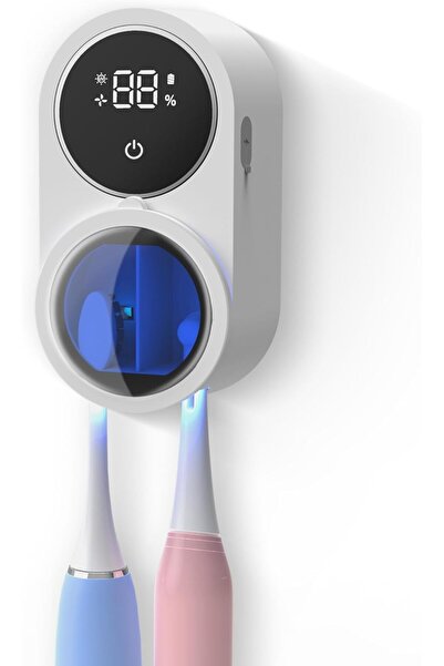 Generic حامل فرشاة الأسنان ومنظفها - غطاء دوار أوتوماتيكي مثبت على الحائط (أبيض)