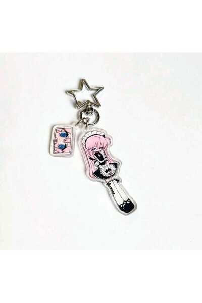 Asya Akrilik Anahtarlık Anime Figür Y2K Pembe Saçlı Kız