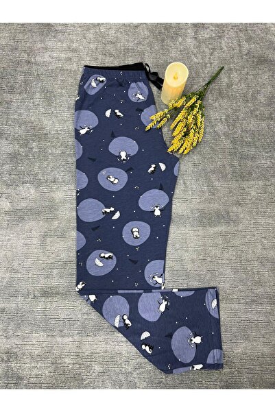 Butik Kadın Lacivert Penguen Desenli Pijama Altı