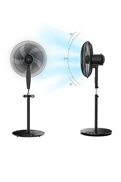 Nikai مروحة قاعدة مقاس 16 بوصة NPF1631T (أسود/فضي)