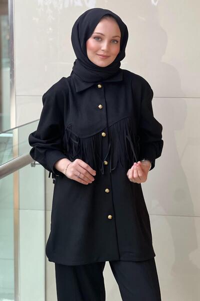 Ghisa Nubuck Look Tassel Shirt Pants Set