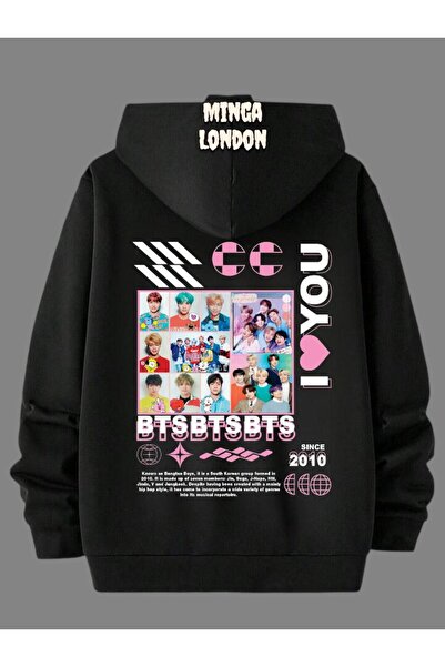 Minga London Unisex Negru Grup cu imprimeu supradimensionat Swea tricou