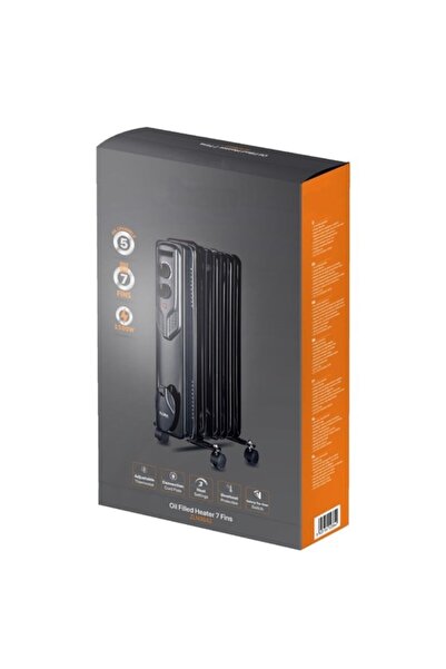 Rovitech Oil-filled electric radiator, 1500W, 7 fins, adjustable thermostat, black