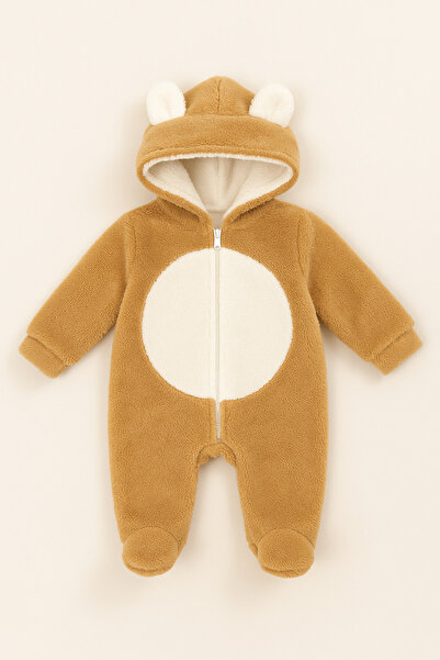 UmBaby Ayı Kulaklı Peluş Welsof Kapüşonlu Bebek Astronot Tulum – Tam Kalıp, K...