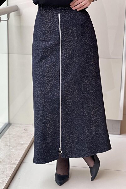 Ghisa Leopard Patterned Skirt with Zipper Detail