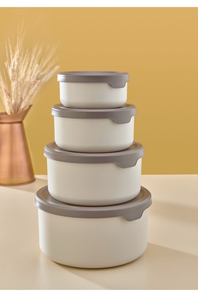 ASlife Home Set of 4 Round Silicone Lid Storage Containers 0.45 Lt 0.80 Lt 1.50 Lt 2.50 Lt