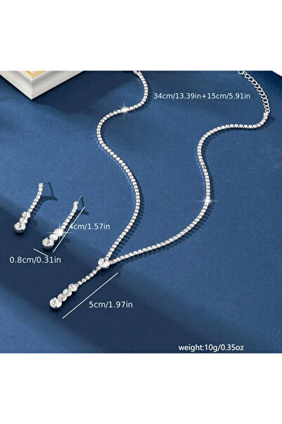 Estilo Lingerie Zircon Stone April Model Necklace Earring Set Gift Jewelry Set Wedding Set Engagement Set