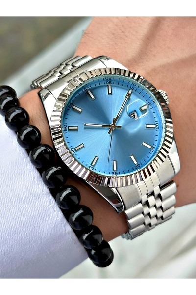 Tisaati Luxury Design Special Series Eşref Single Watch Model Metal Band Men's Wristwatch with Calendar-Bracelet Gift