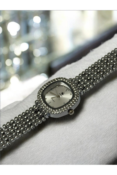 MAC CENTER Stone Round Model Silver Color Steel Cord Women's Wrist Watch-Gift -Valentine's Day-Elegant Model