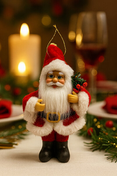 Huzur Party Store 15 cm Red Santa Claus Christmas Pine Tree Ornament Table and Showcase Decor New Year Tree Party Accessory