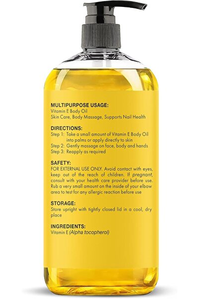 Majestic Pure Vitamin E Oil | 236ML | 100% Pure and Natural Cold Pressed for Skin, Scars, Face, Nails, Hair, Scalp