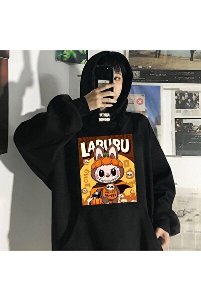 Minga London Jucărie neagră de Halloween unisex cu imprimeu supradimensionat ...