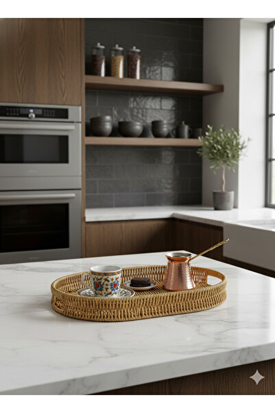 WOOF HOME Wicker Multi-Purpose Tray Presentation Tray 40X30Cm Large Size (Coffee Presentation Tray) (1 Piece)