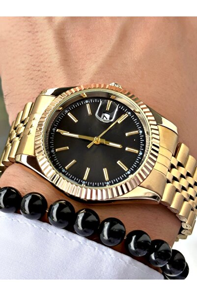 Tisaati Luxury Design Special Series Eşref Single Watch Model Metal Band Men's Wristwatch with Calendar-Bracelet Gift