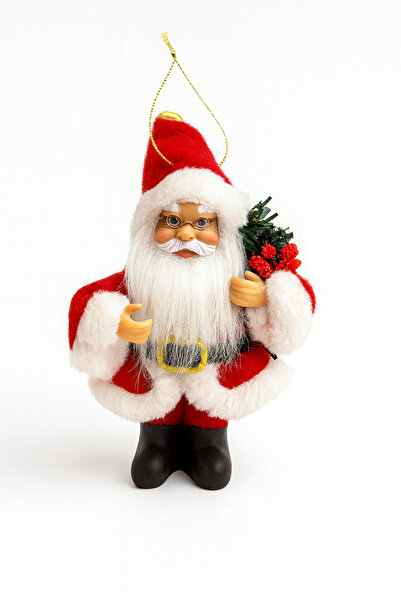 Huzur Party Store 15 cm Red Santa Claus Christmas Pine Tree Ornament Table and Showcase Decor New Year Tree Party Accessory