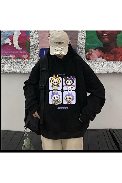 Minga London Jucărie neagră unisex cu imprimeu supradimensionat Swea tricou