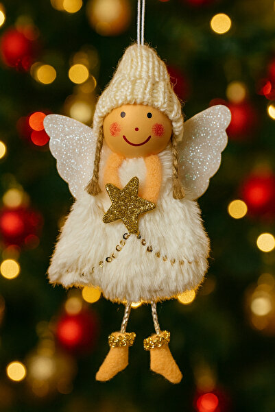 Huzur Party Store 15 см Ангел з зіркою в руці Декоративний плюшевий ялинка Новий рік Мила фігурка ялинки Декор