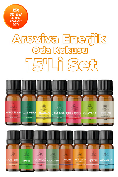 Enerjik Oda Kokusu 15'Li Set – Doğal Esansiyel Uçucu Yağ,Difüzör Esansı,Buhurdanlık Yağı