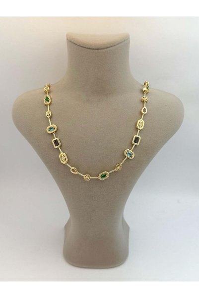 Miruva Modern Special Series Steel Women's Necklace with Colored Stones