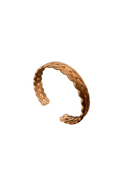 FM سوار نحاسي بنقشة محبوكة عتيقة |   تصميم أصيل وطبيعي وعرقي لأساور قابلة للتعديل