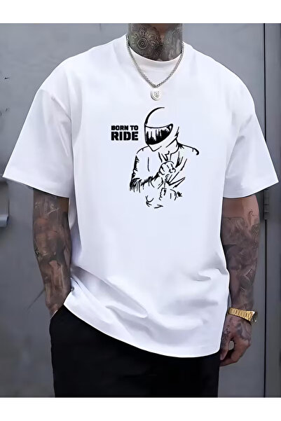 İnazuma Outdoors Tricou unisex oversize din bumbac imprimat, cu gât crew și m...