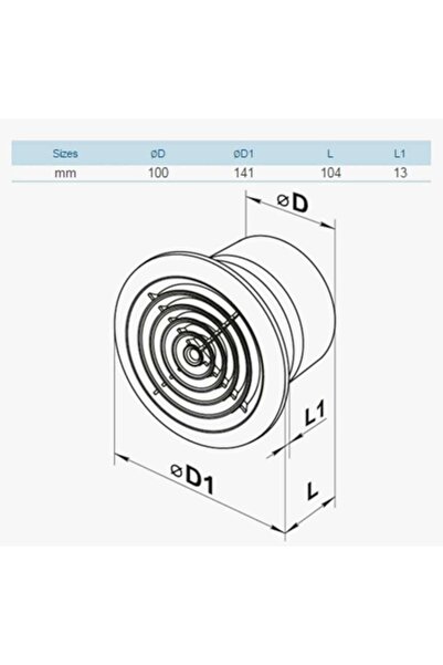 Vents Ventilator 100PF, de tavan, diametru 100 mm, debit 98 mc/h