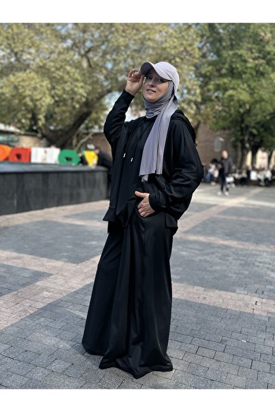 diasmoda Kapüşonlu Bol Kesim Scuba Takım Siyah