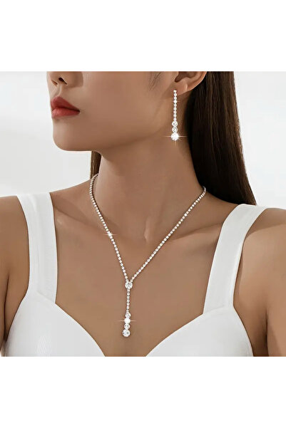 Estilo Lingerie Zircon Stone April Model Necklace Earring Set Gift Jewelry Set Wedding Set Engagement Set