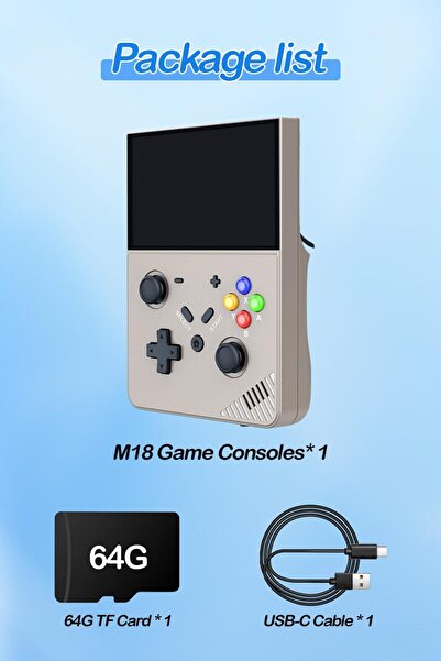 MYWORLD M18 Retro Handheld Game Console 4.3 Inch IPS Screen Linux OS Built-in 64G TF Retro