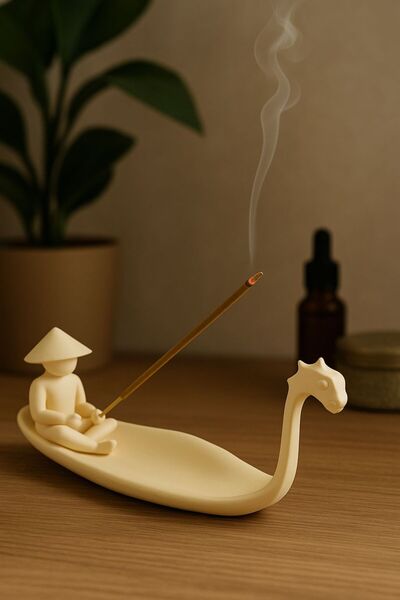 loftico Tütsülük Uzak Doğulu Balıkçı, 27 cm Sade ve Şık Tütsü Tutucu