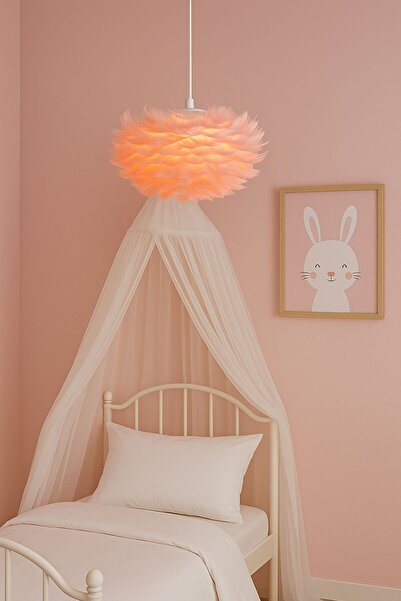Luna Lighting Flora Model Pembe Tüylü Modern Sarkıt Tekli Avize