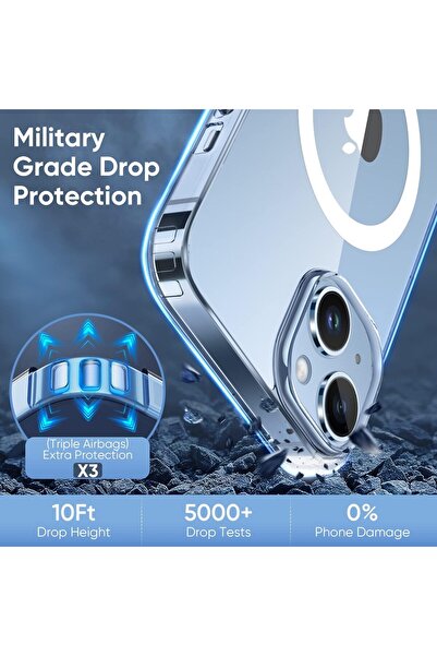 Generic iPhone 14 Plus MagSafe Clear Slim Case (2023) - Magnetic, Non-Yellowing, 10FT Military Grade Protect