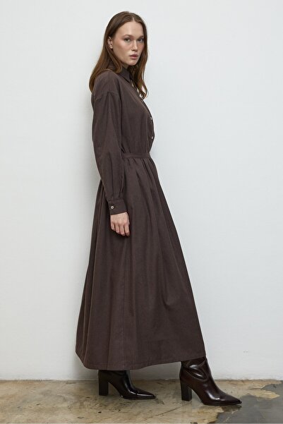 QANU Gathered Skirt Brown