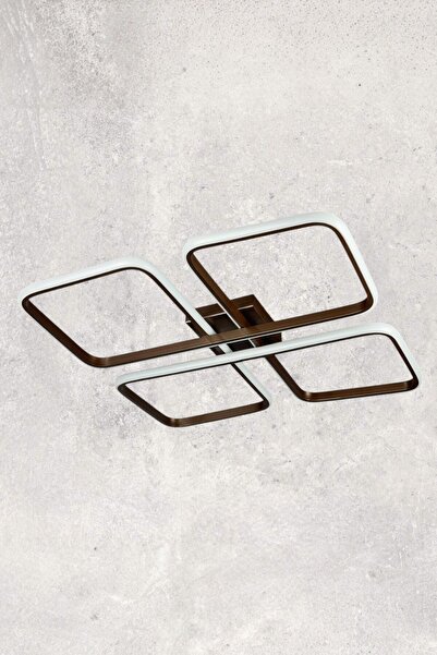 Luzarana Specula Modern Tasarım Kahve Renk Yemek Masası Üstü - Mutfak - Salon Beyaz Işıklı Led Avize