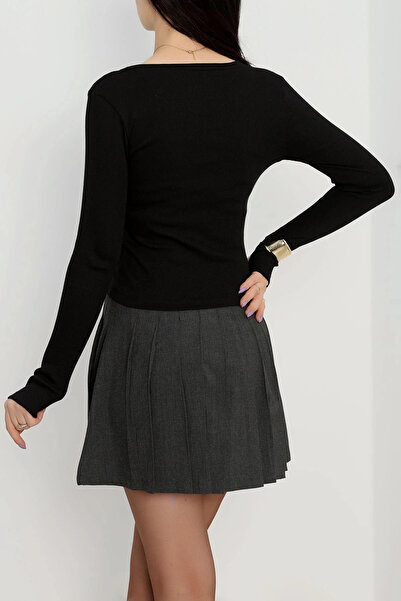 Zerenyus Crew Neck Finger-Loop Camisole Blouse Black