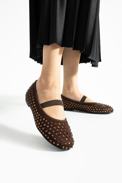 Bufu Babetta Taşlı Babet günlük lastikli rahat kadın babet