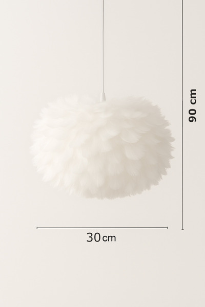 Luna Lighting Flora Model Beyaz Tüylü Kumaş Modern Estetik Tekli Sarkıt Avize